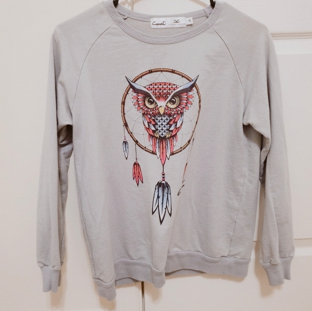 {used} owl dreamcatcher sweatshirt